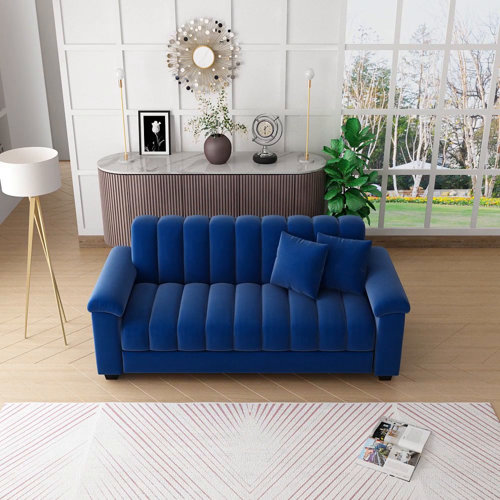 Legend Vansen 82.7'' Wide Velvet Pillow Top Arm Convertible Sofa Bed